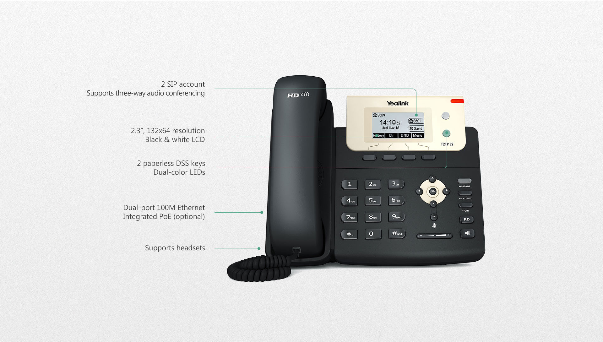 headset for yealink t21p e2