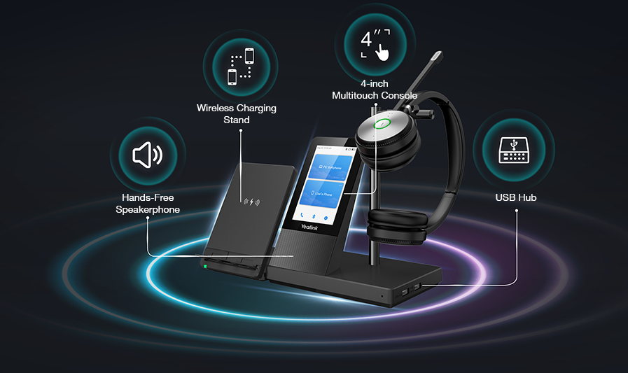 Yealink UC Workstation,wireless charging stand,connected devices,shield technology