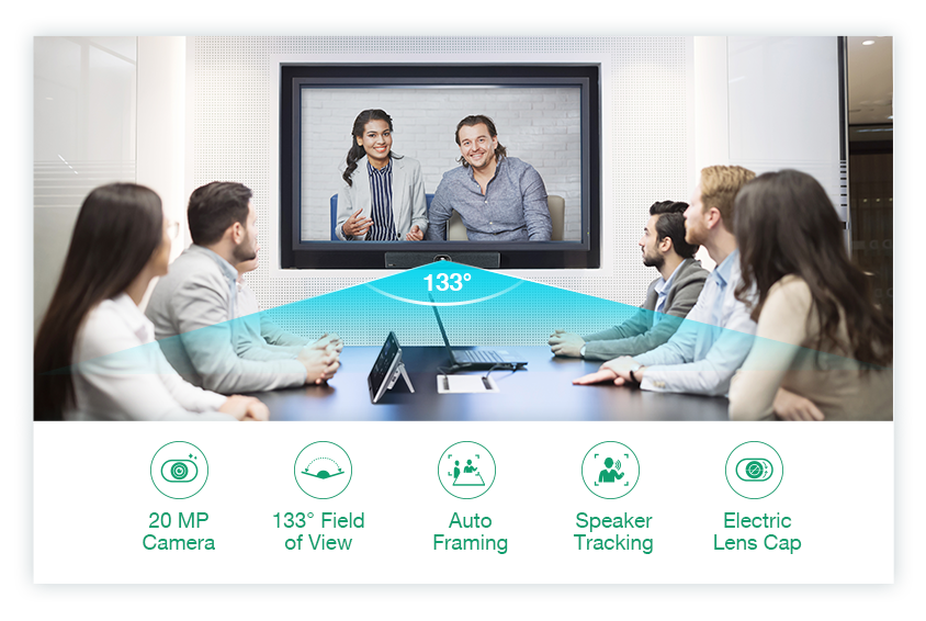 Yealink ZVC400 has cameras that can keep every on engaged even in small video conference rooms.