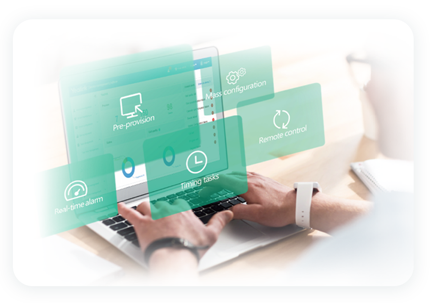 Video conference hardware can be managed easily via Yealink device management platform.