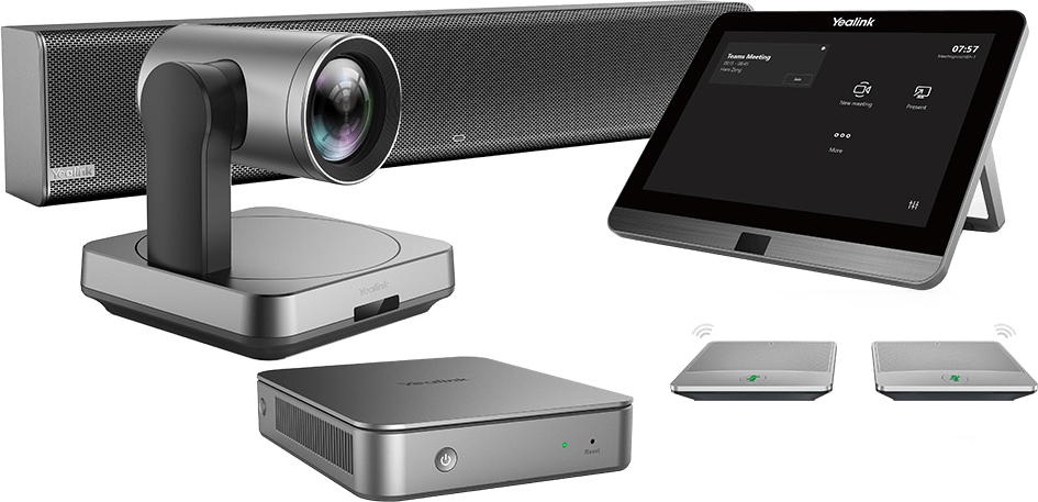 UVC84 camera and CPW90 conference room microphones make MVC640 a perfect video conferencing solution for medium meeting rooms.