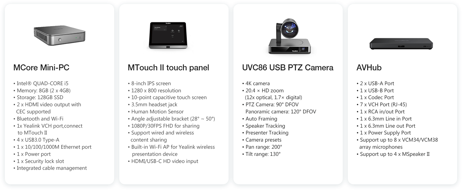 Yealink MVC960, a camera that follows you, Micorosoft Teams room devices specification