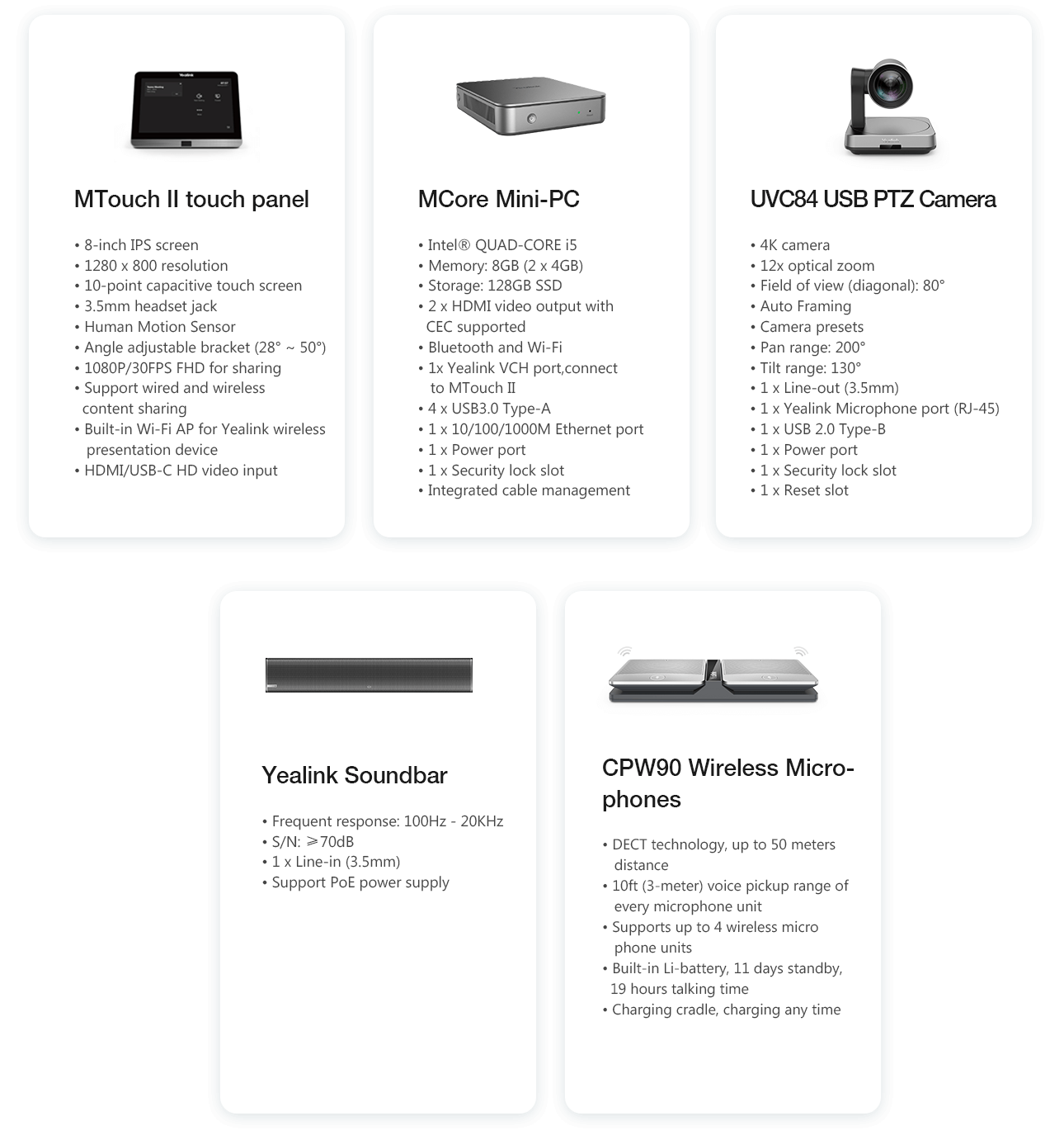 MVC840 Compontenten Specsheet