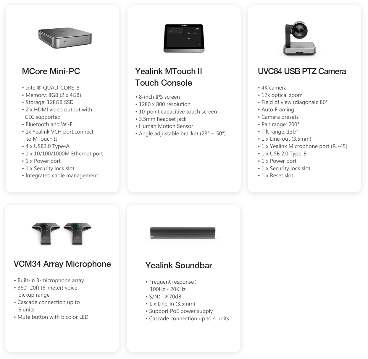 Yealink MVC840 Teams room system for large conference room specification.