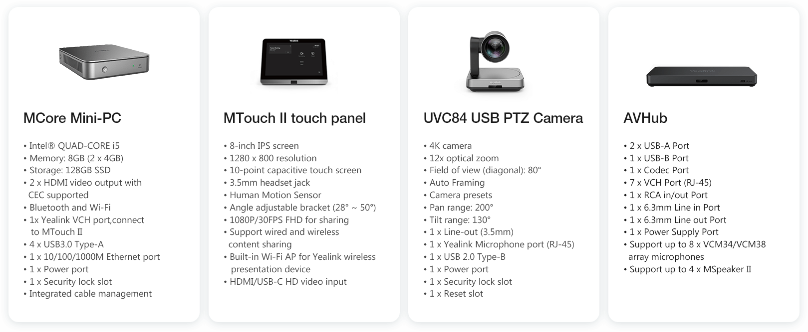 Yealink MVC940 Video conferencing system specifications