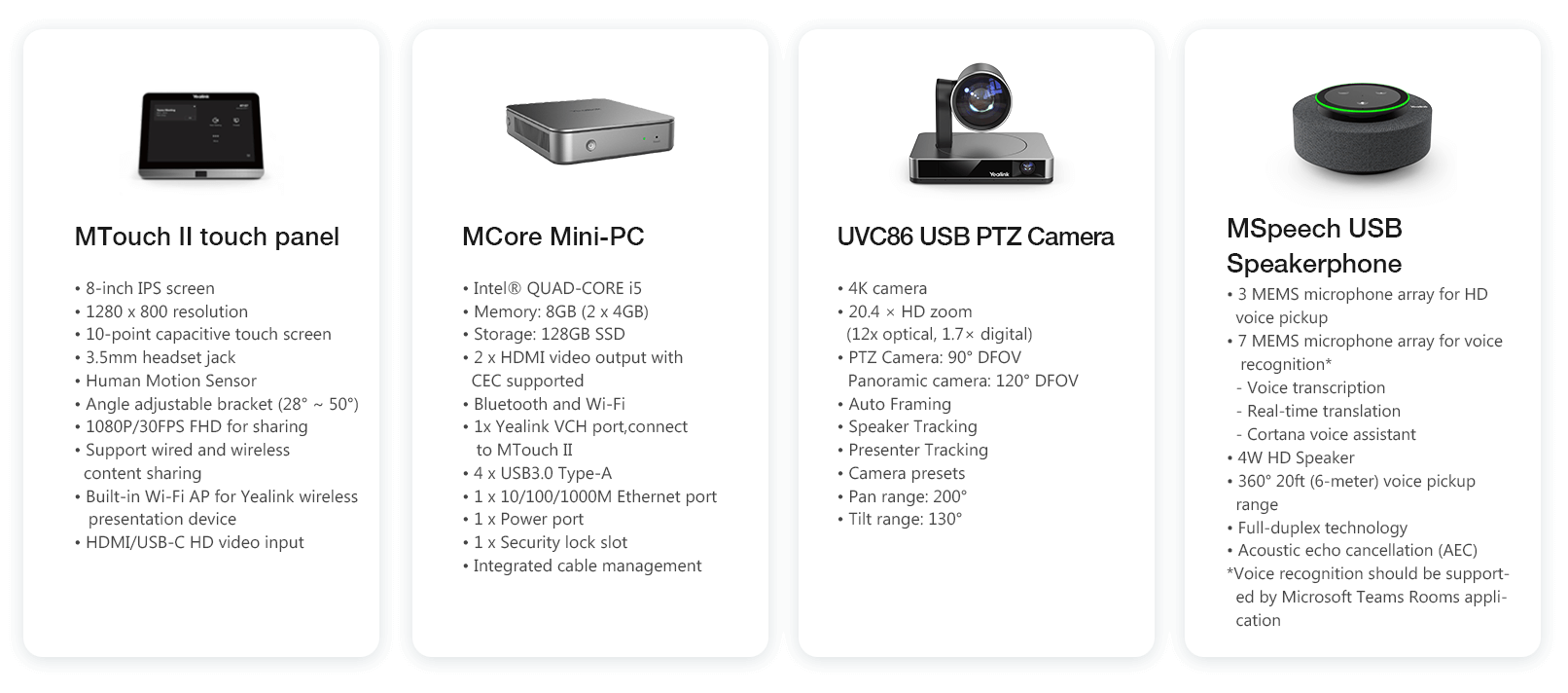 Yealink MVC660 microsoft teams conference room devices specifations.