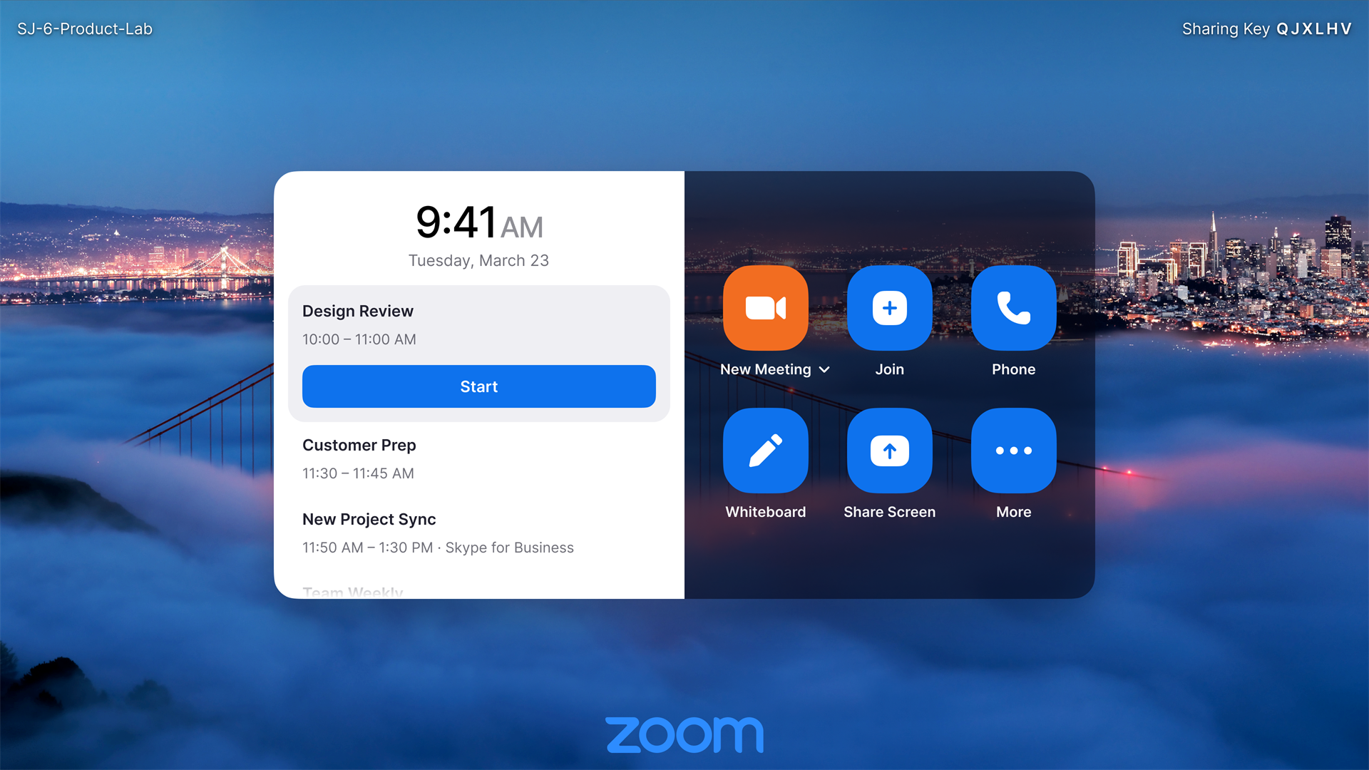 Rendu de l'interface utilisateur de l'appareil MeetingBoard Zoom Rooms