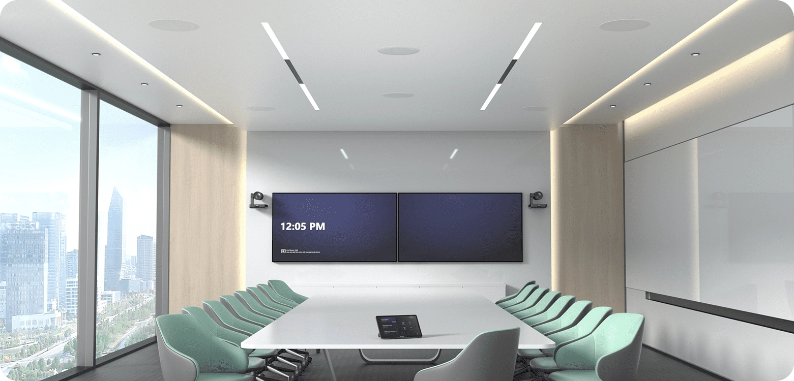 Designed for Large Meeting Room, with equipment integrated into the ceiling for a tidy space and high-quality audio experience.