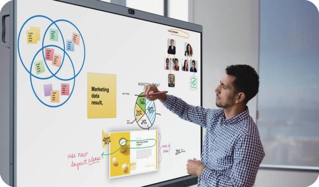 High-Definition Display，smart whiteboard integrated with a high-quality video conferencing system
