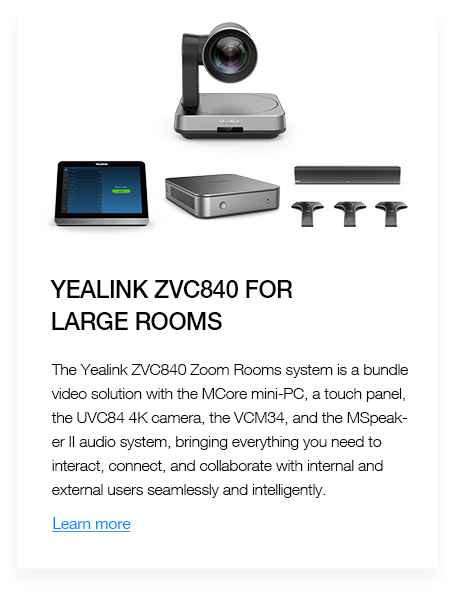 Yealink Zoom room hardware for large conference rooms